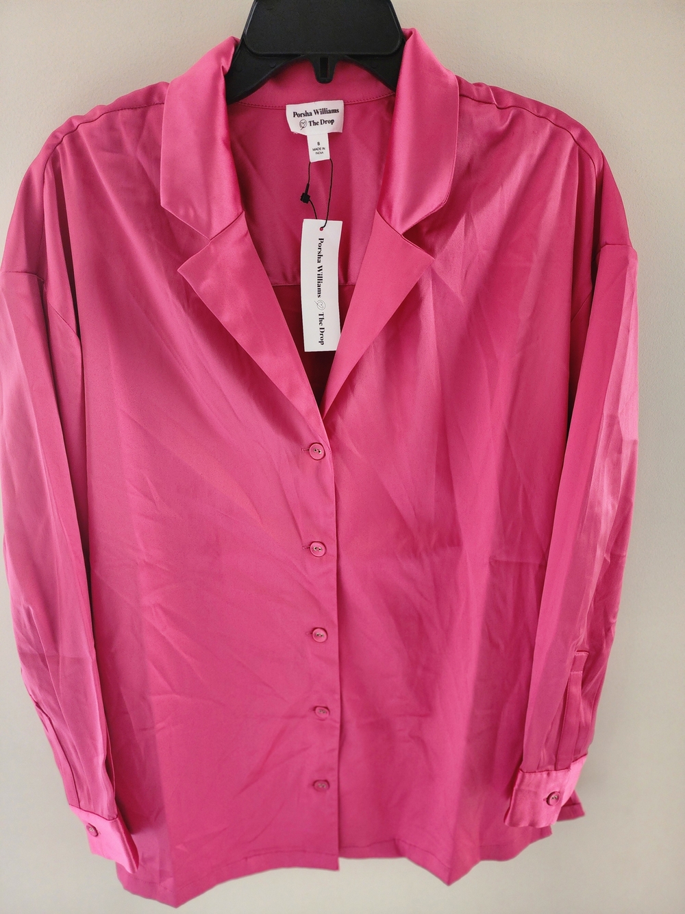 Porsha Williams By The Drop Women's Pink  Silk Button-Down Blouse